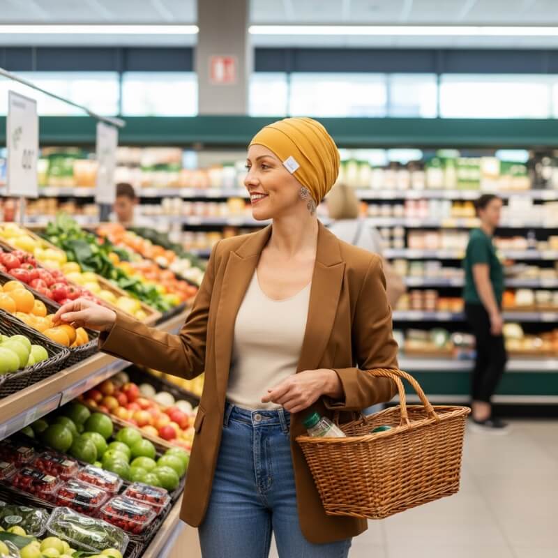 Dámska onko čiapka po chemoterapii Canaver mango.