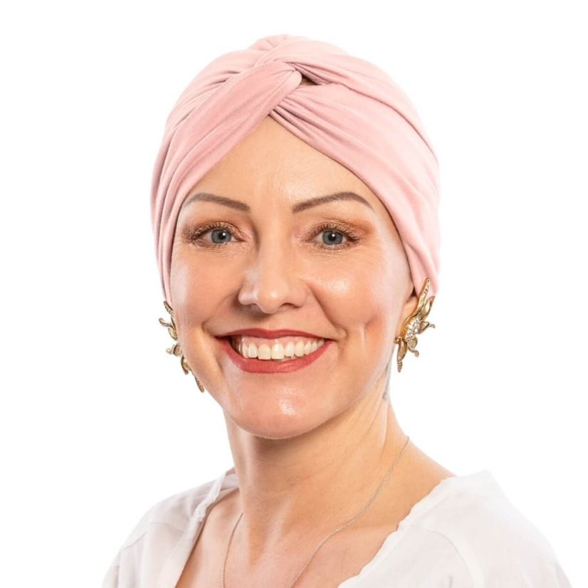 Dámsky bavlnený turban po chemoterapii Canaver ružový.
