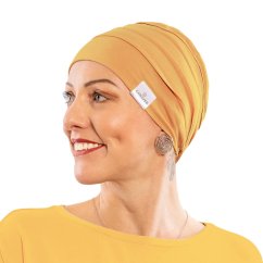 Canaver onko čiapka mango žltá, bavlnená pokrývka hlavy pre ženy po chemoterapii a alopécii.