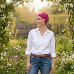 Dámska onko čiapka po chemoterapii Canaver cyklamenová.