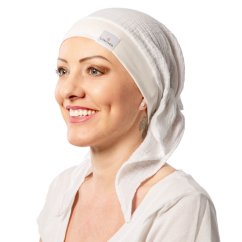 Onkologická šatka po chemoterapii z mušelínu Canaver biela.