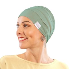 Canaver onko čiapka mätovo zelená, bavlnená pokrývka hlavy pre ženy po chemoterapii a alopécii.