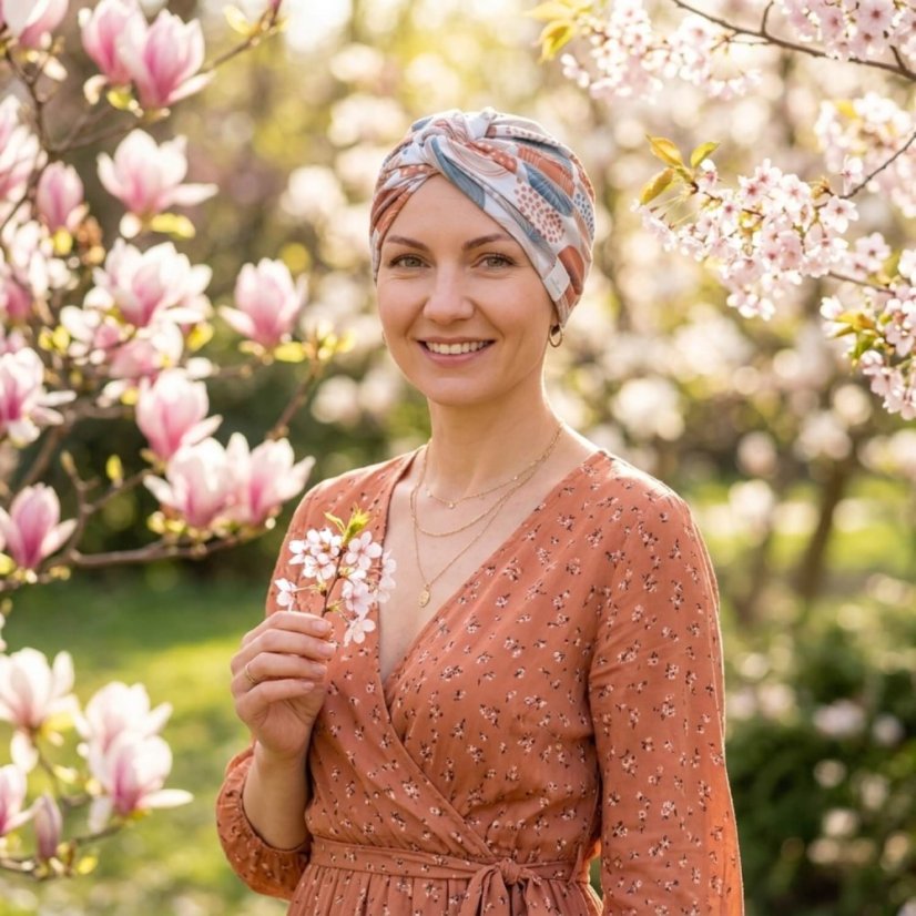 Dámsky turban Belora ušitý zo vzdušnej biovbavlny si zamiluješ. Tvoja pokožka si zaslúži to najlepšie. Si krásna.