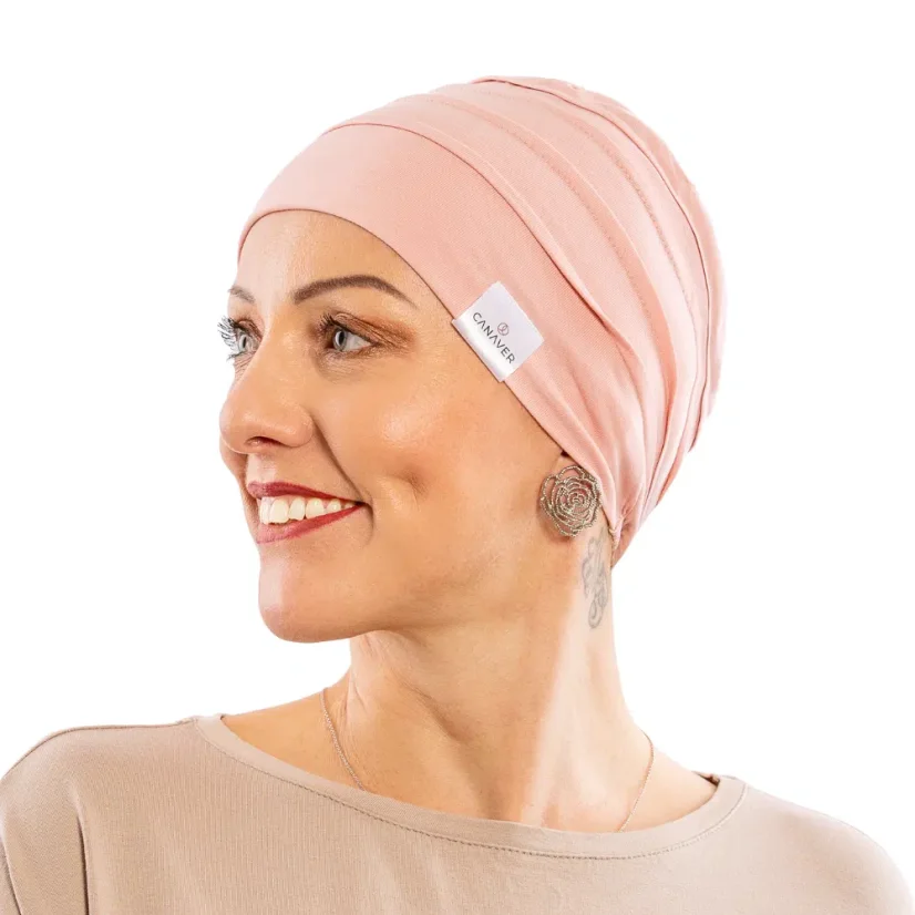 Canaver ružová čiapka pre onkologických pacientov, bavlnená pokrývka hlavy pre ženy po chemoterapii a alopécii.