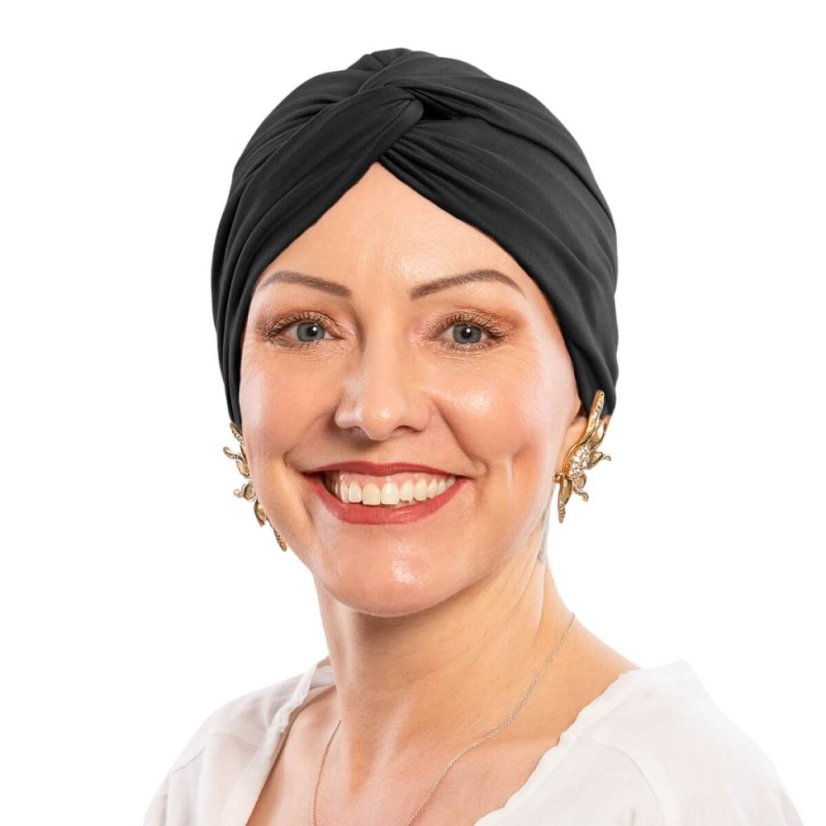 Dámsky bavlnený turban po chemoterapii Canaver čierny.