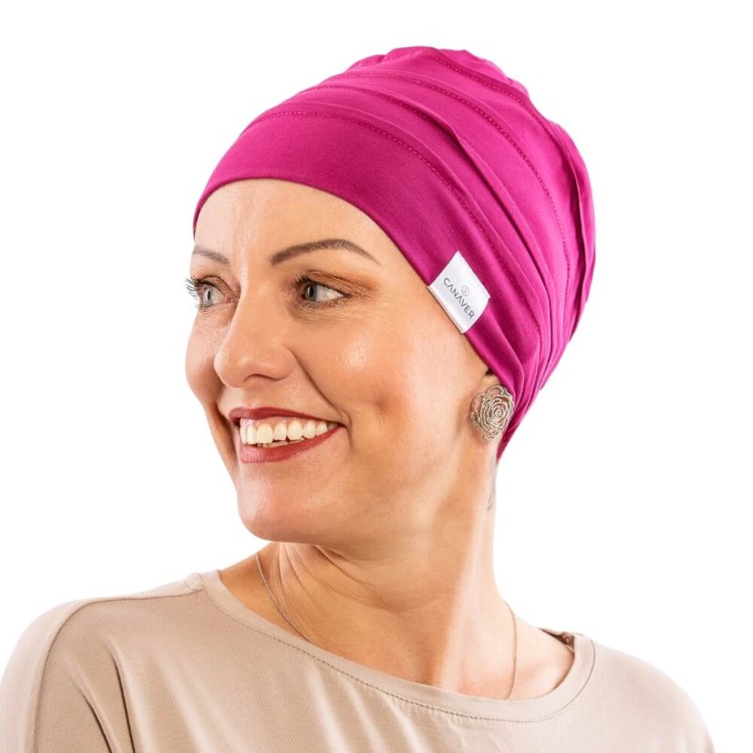 Canaver cyklamenová čiapka pre onkologických pacientov, bavlnená pokrývka hlavy pre ženy po chemoterapii a alopécii.