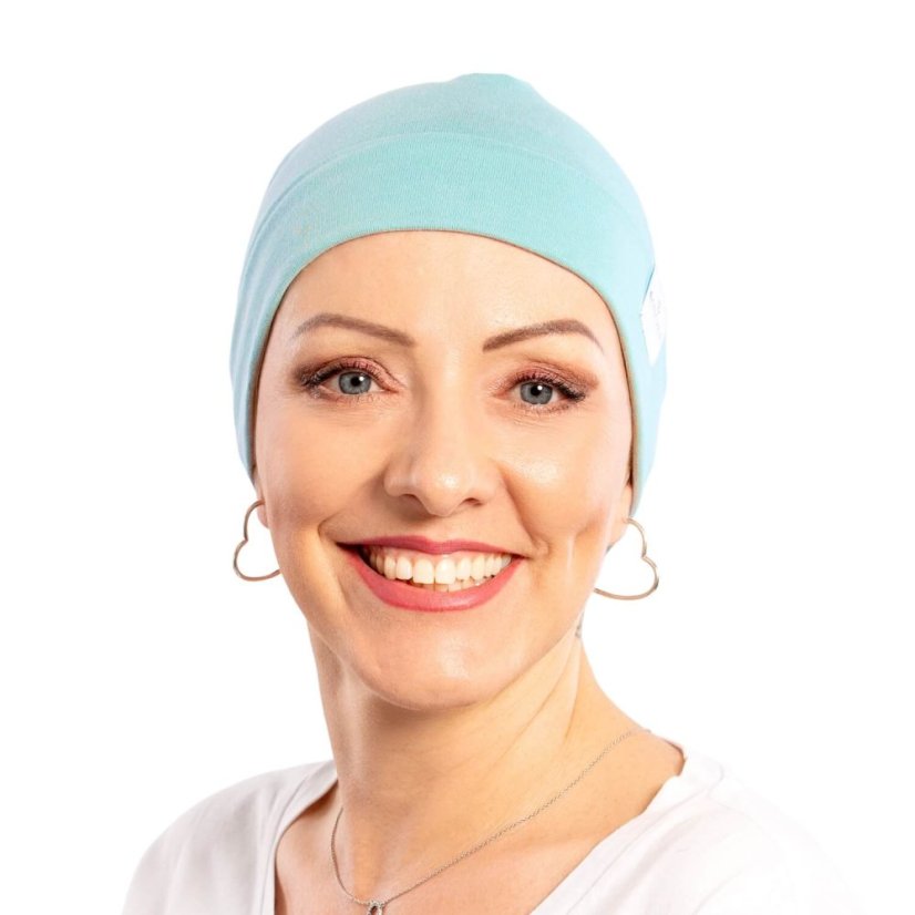 Pokrývka hlavy po chemoterapii na spanie Canaver sivomodrá.