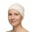 Dámska čiapka na spanie pre onkologické pacientky sivomodrá. Ušitá z prémiového bavlneného úpletu.