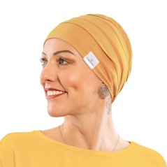 Canaver onko čiapka mango žltá, bavlnená pokrývka hlavy pre ženy po chemoterapii a alopécii.