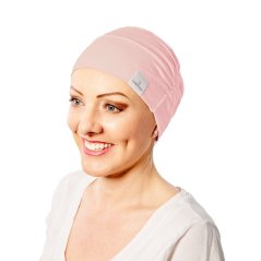 Tenká bavlnená čiapka pre onkologické pacientky po chemoterapii Canaver. Čiapka na alopéciu. Ružová farba.