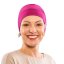 Dámska čiapka cyklamenová pre citlivú pokožku, dvojvrstvový a elastický strih.
