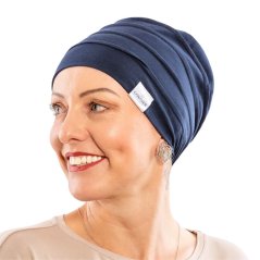 Canaver onko čiapka tmavomodrá, bavlnená pokrývka hlavy pre ženy po chemoterapii a alopécii.