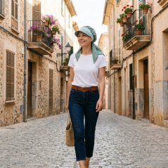 Letná onko čiapka Sonabella Vintage Green v mestskom prostredí – elegantný strih so šiltom a predĺženou zadnou časťou spoľahlivo chráni tvár aj krk počas slnečnej prechádzky. Letná onko čiapka Sonabella Vintage Green v mestskom prostredí – elegantný strih so šiltom a predĺženou zadnou časťou spoľahlivo chráni tvár aj krk počas slnečnej prechádzky.