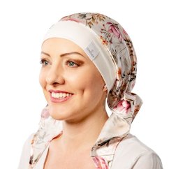 Saténová šatka po chemoterapii Canaver avero kvety.