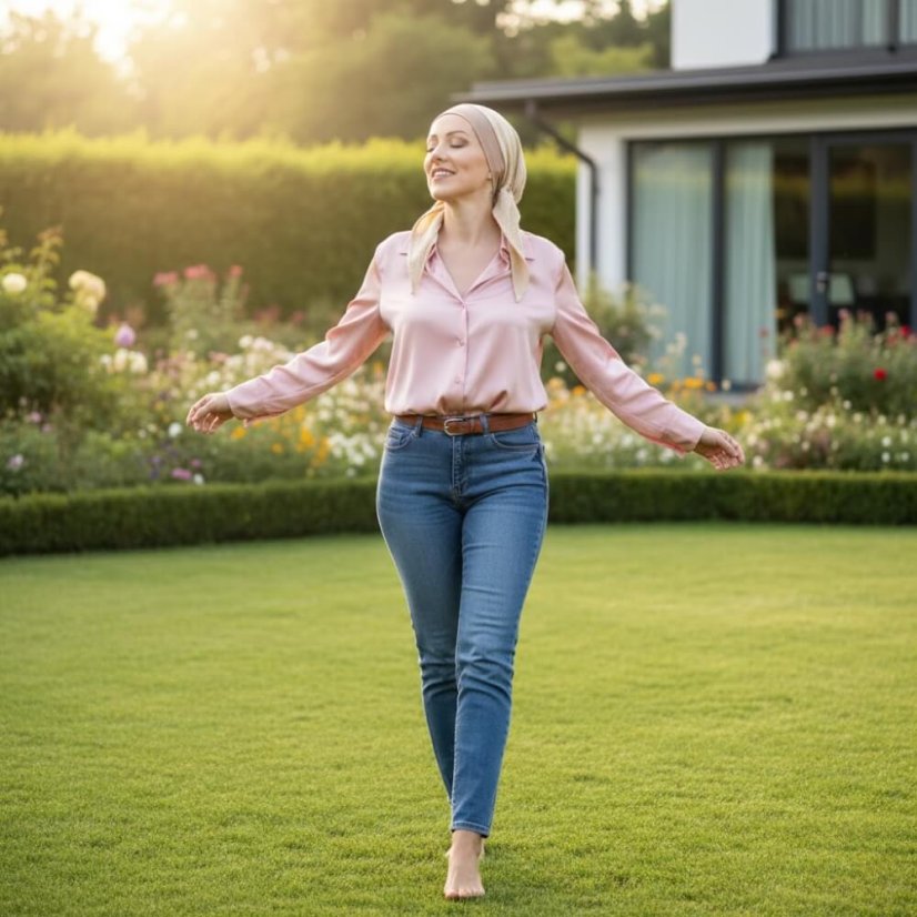 Dámska šatka po chemoterapii Canaver mušelínová hnedá.