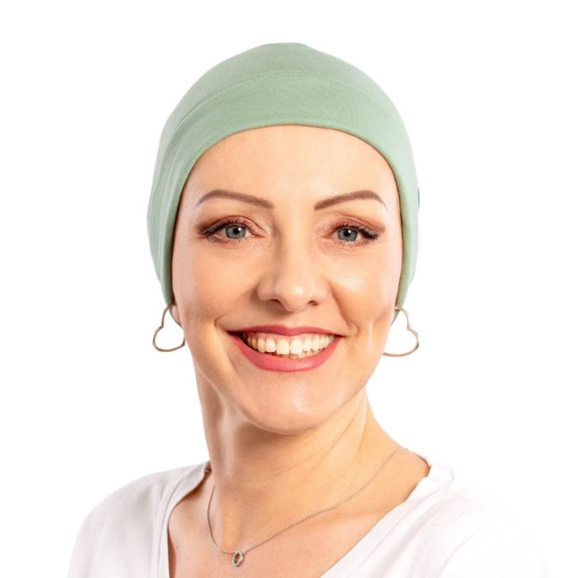 Pokrývka hlavy po chemoterapii na spanie Canaver mätovo zelená.