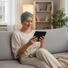 Dámsky onko turban po chemoterapii Canaver mäta. Dámsky onko turban po chemoterapii Canaver mäta.