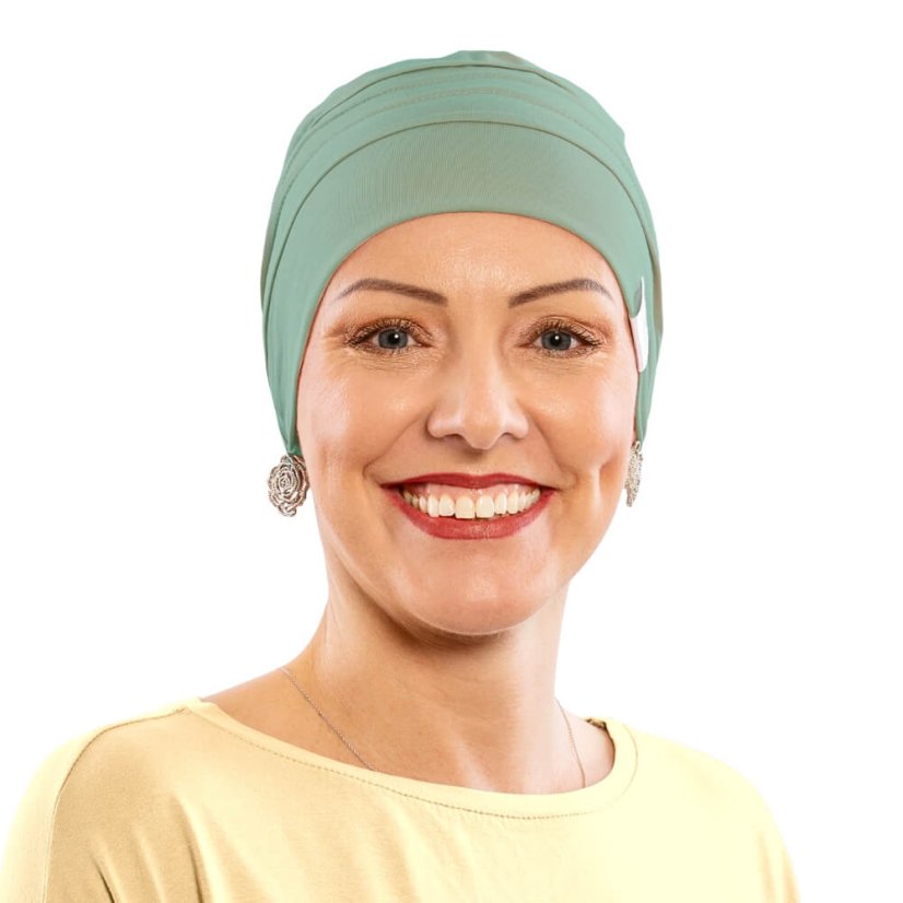 Dámska čiapka mätová pre citlivú pokožku, dvojvrstvový a elastický strih.