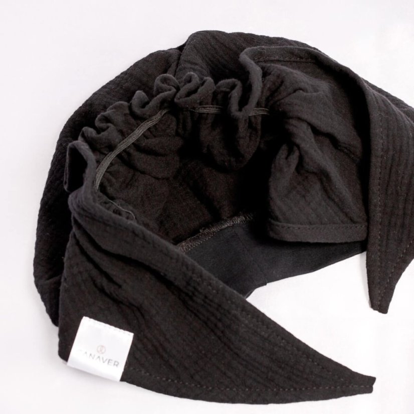 Mušelínová šatka pre onko pacientky a alopetičky Canaver čierna.