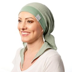 Onkologická šatka po chemoterapii z mušelínu Canaver mäta.