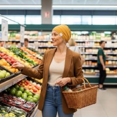 Dámska onko čiapka po chemoterapii Canaver mango.