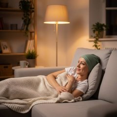 Dámska čiapka na spanie pre onkologické pacientky Canaver mäta.