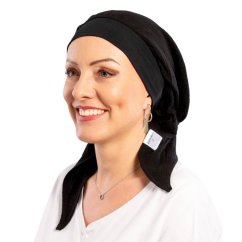 Onkologická šatka po chemoterapii z mušelínu Canaver čierna.