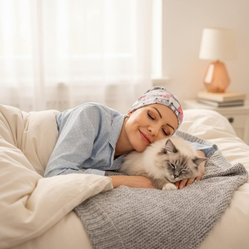 Dámska čiapka na spanie pre onkologické pacientky Canaver lulumiau.