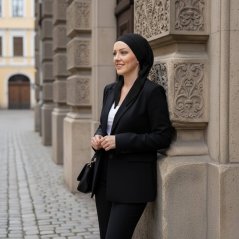 Dámska šatka po chemoterapii Canaver mušelínová čierna.