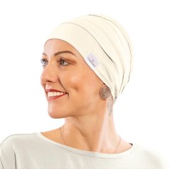 Canaver onko čiapka ecru, bavlnená pokrývka hlavy pre ženy po chemoterapii a alopécii.